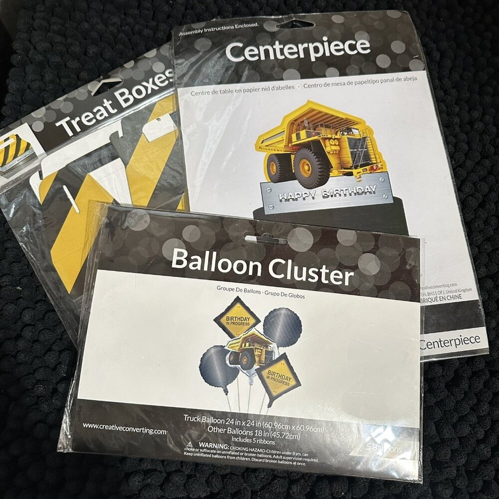 Dump Truck Heavy Equipment Construction Party Decor Centerpiece Balloons Treats